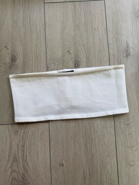 Balmain Authentic White Ivory Stretch Cotton Bandeau Top. Size French 34. New